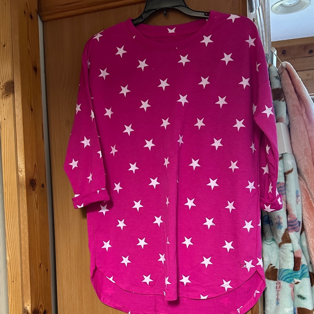 Pink Star Patterned 3/4 Sleeve Top